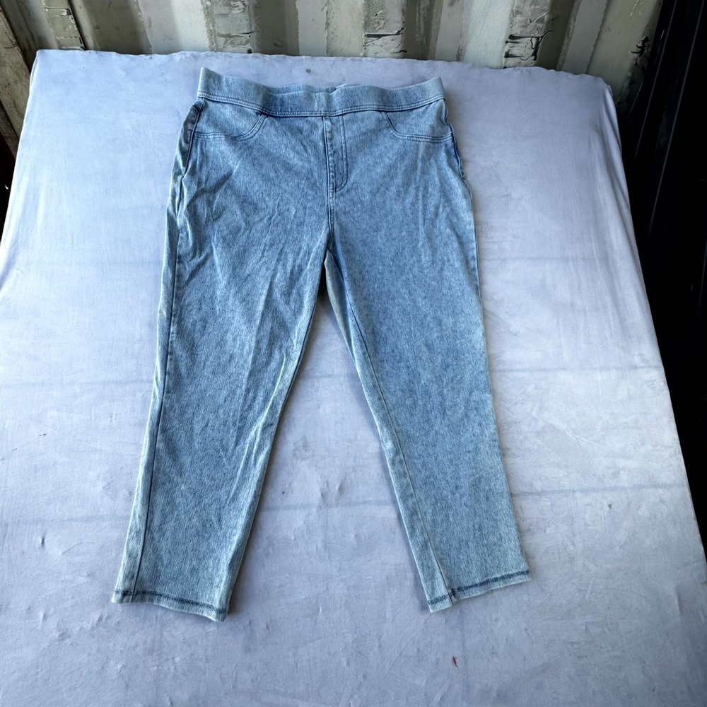 Time And Tru High Rise Cropped Jeggings Jeans Womens XXL Blue Denim Pull On